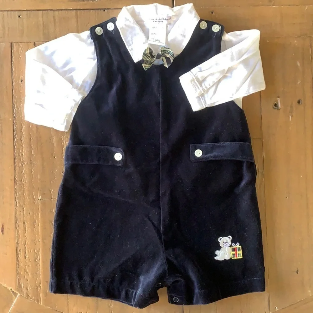Creme de la creme velvet Jon Jon bow tie set